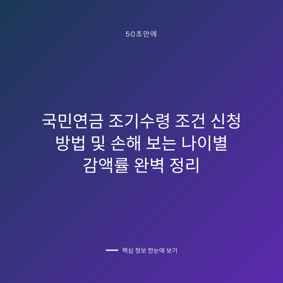 국민연금 조기수령 조건 신청 방법 및 손해 보는 나이별 감액률 완벽 정리 대표 이미지