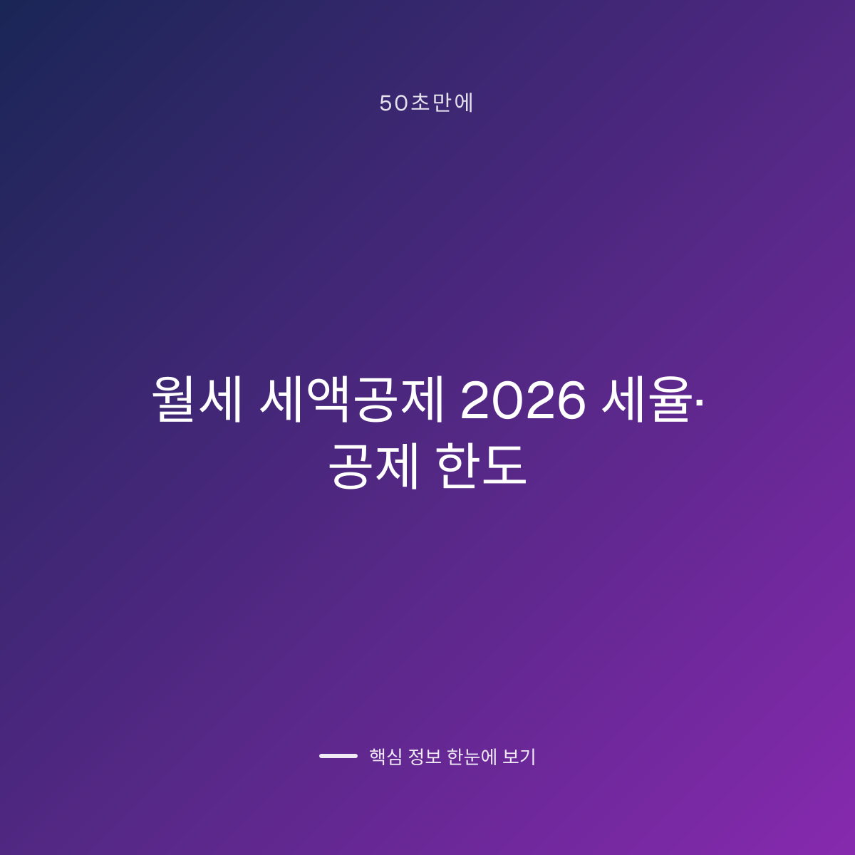 월세 세액공제 2026 세율·공제 한도 대표 이미지