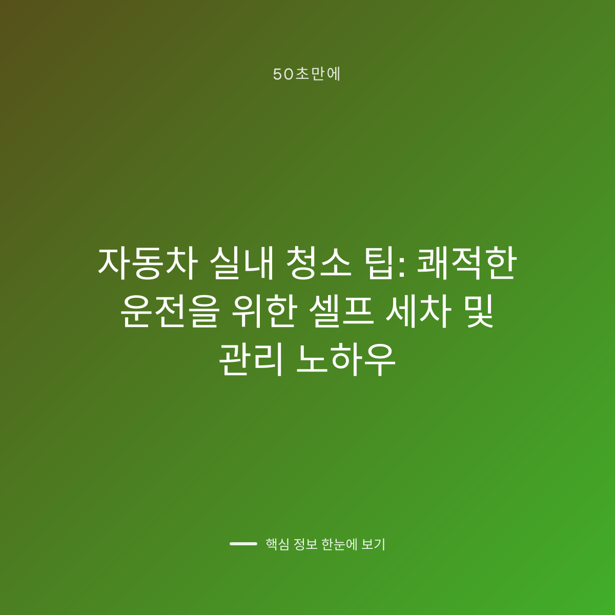 자동차 실내 청소 팁: 쾌적한 운전을 위한 셀프 세차 및 관리 노하우 대표 이미지