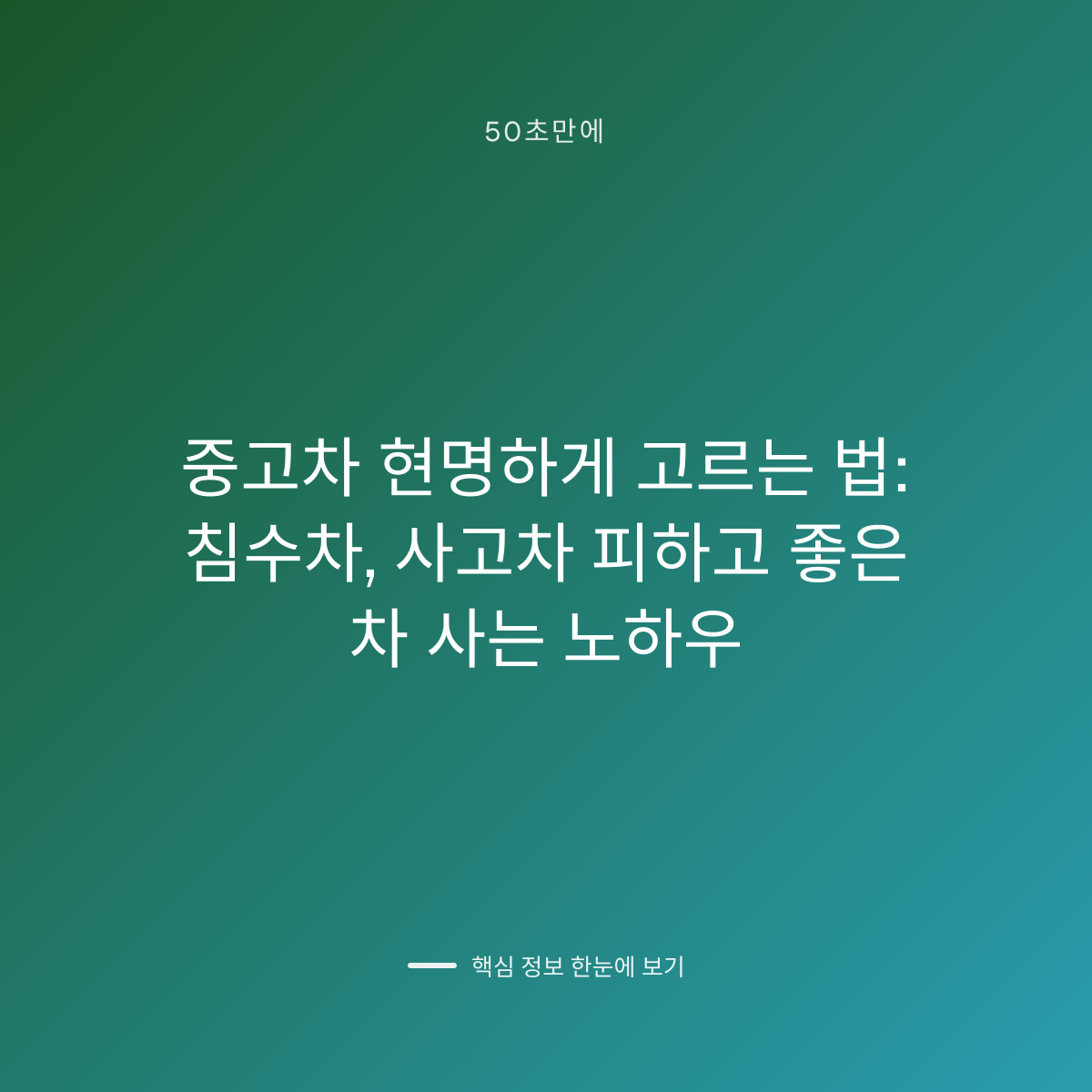 중고차 현명하게 고르는 법: 침수차, 사고차 피하고 좋은 차 사는 노하우 대표 이미지